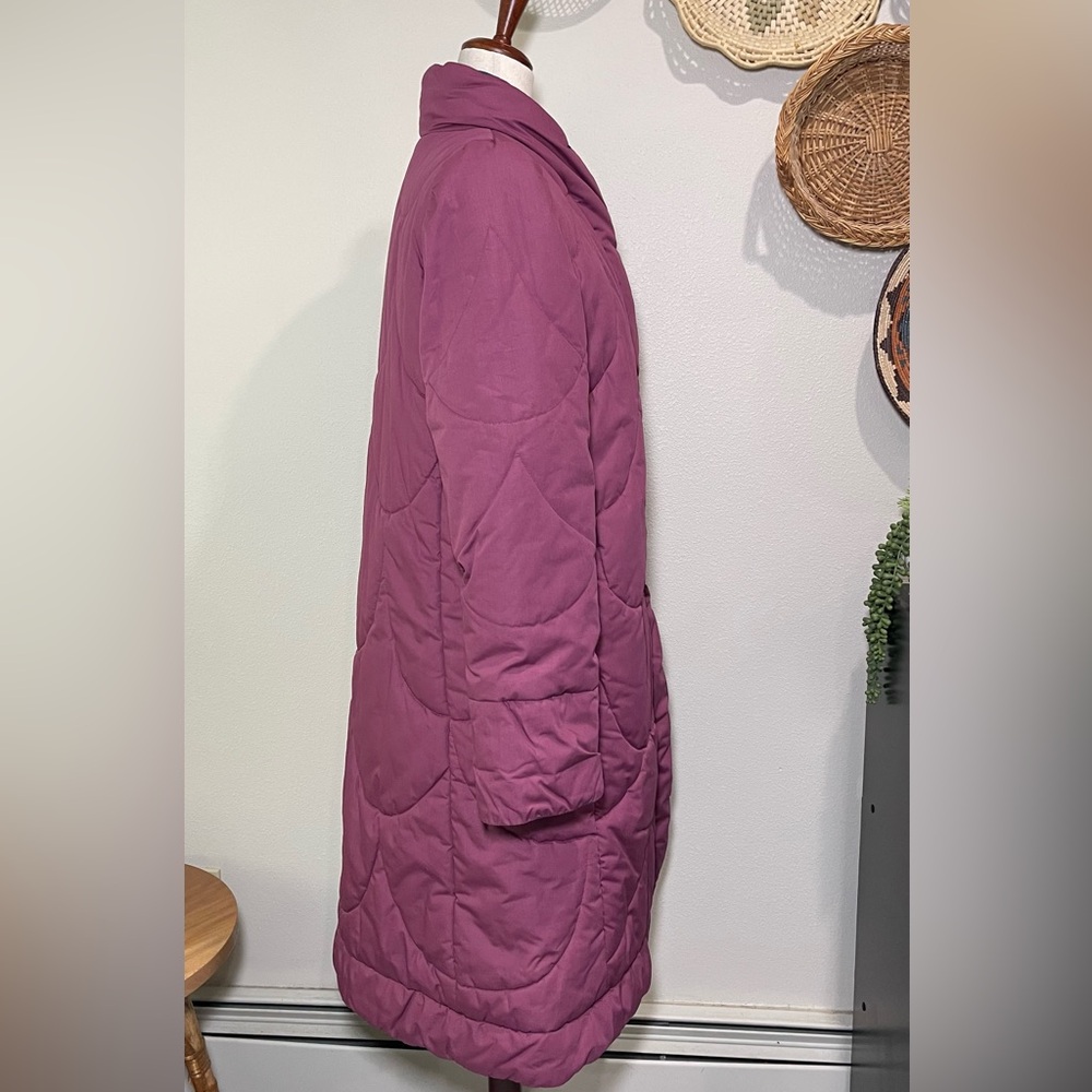 RARE Vtg 70s 80s Quilted Puffer Coat Saxton Hall Mauve/Blue Full Length Medium - Picture 4 of 16